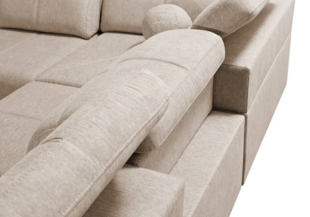 Rohová sedací souprava s funkcí spaní Tesalia IX honey right moderní design pohodlný posuvný opěrák zásuvka v boku nábytku