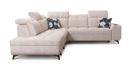 Rohová sedací souprava s funkcí spaní Buffalo IX honey levá stylová rohová sedací souprava do pokoje z velurové tkaniny dekorativní polštáře