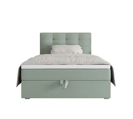 Kontinentální postel Flint 90x200 mint v moderním skandinávském stylu s čalouněným čelem postele s úložným boxem