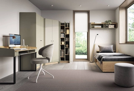 Postel Olivio se zásuvkami 90x200 cm dub baltic dune ideální do dětského pokoje s čalouněným čelem a zásuvkami