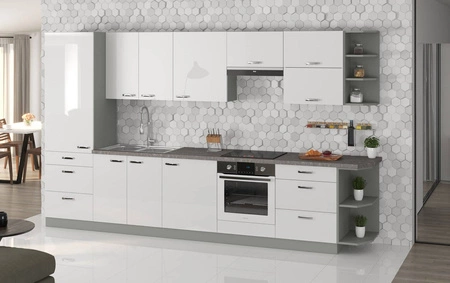 Sada kuchyňského nábytku Bianka 350 cm lesklé přední strany ideální pro moderní skandinávské i klasické interiéry