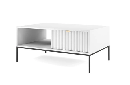 Bílý konferenční stolek Lovro se zásuvkami moderní design deska odolná proti polití
