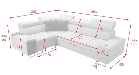 Rohová pohovka s funkcí spaní Dafni II levandulově růžová / bílá levostranná proplétaná rohová pohovka se zásuvkou na lůžkoviny v bočnici