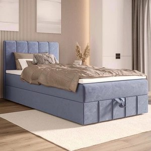 Kontinentální postel Casey 120x200 modrá v moderním skandinávském stylu s čalouněným čelem postele s úložným boxem