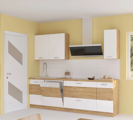 Sada kuchyňského nábytku Alpine 230 cm Skříňky vypadají skvěle v moderních i klasických interiérech
