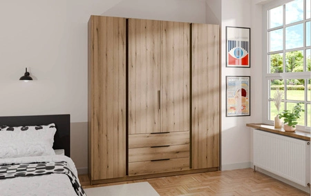 Šatní skříň Kastano 200 cm dub evoke stylový design kovové hrany úchytek ideální šatní skříň do ložnice prostorné zásuvky
