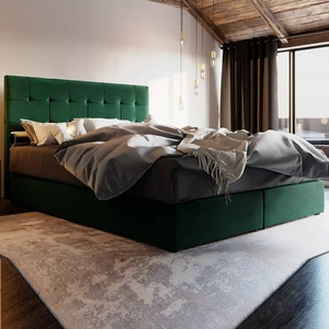 Kontinentální postel Widnes 180x200 lahvově zelená v moderním skandinávském stylu s výrazným čelem
