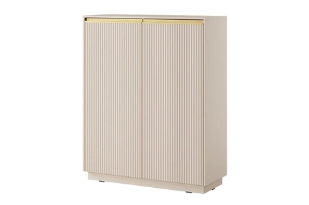 Komoda Imperial vysoká 104 cm béžová elegantní stylová komoda s jedinečným charakterem s frézovanými čely a zlatými úchyty