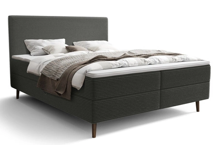 Kontinentální postel Totti 180x200 grafitová stylová postel s úložným prostorem trojrozměrná tkanina s výraznými pruhy