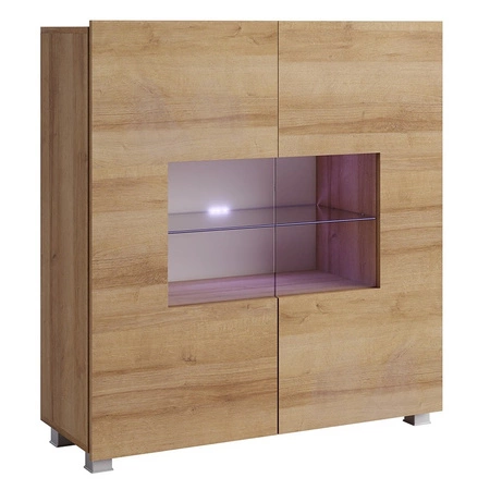 Nábytek Apulia VII bílý lesk / zlatý dub výjimečně stylová nástěnná skříňka jednoduché jednotky hodící se do každého interiéru