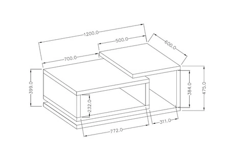 Konferenční stolek Bota antracit / dub ribbec ideální do moderních i klasických interiérů vyrobený z vysoce kvalitních materiálů