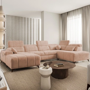 Rohová sedací souprava s funkcí spaní Penejos VI losos levá stylová rohová sedací souprava se dvěma nádobami na lůžkoviny odolná tkanina