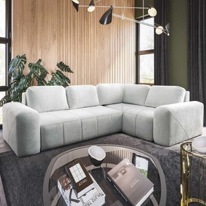 Rohová sedací souprava Bovec II s funkcí spaní ecru Pravá komfortní rohová sedací souprava se stylovou nádobou na lůžkoviny charakteru