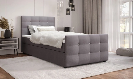 Šedá kontinentální postel Kansas 90x200 v moderním skandinávském stylu s čalouněným čelem a nohama