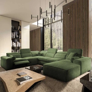 Rohová sedací souprava s funkcí spaní Viano VIII Lux zelená pravé provedení rohová sedací souprava s výsuvnou podnožkou nádoby na lůžkoviny