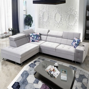 Rohová sedací souprava s funkcí spaní Hampton VII šedý jasan levá rohová sedací souprava do pokoje ze sametové látky s hladkým povrchem