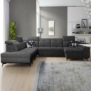 Rohová sedací souprava s funkcí spaní Buffalo X grafitová pravá strana funkční a pohodlná rohová sedací souprava do pokoje s kontejnery na lůžkoviny