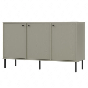 Komoda Kioto II 125 cm eukalyptus minimalistický tvar ideální komoda do ložnice obývacího pokoje nebo pokoje pro mládež černé úchyty