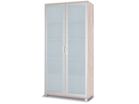 Maximus 100 cm široká vitrína světlý dub sonoma moderní design hrany lemované speciální dýhou prvky z bezpečnostního tvrzeného skla