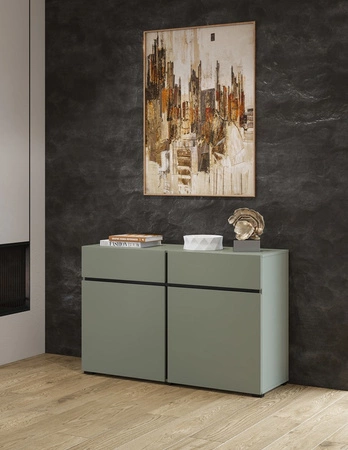 Komoda Cross 119 cm zelená moderní design ideální komoda do obývacího pokoje ložnice nebo kanceláře jednoduchý tvar