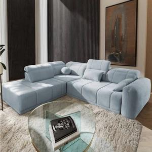 Rohová sedací souprava s funkcí spaní Cetara VII modrá levá vysoce kvalitní rohová sedací souprava do obývacího pokoje s pohodlným posuvným opěradlem