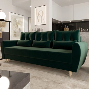 Pohovka s funkcí spaní Rovigo láhev zelená lehká forma s elegantním charakterem ideální pro každý interiér měkká tkanina