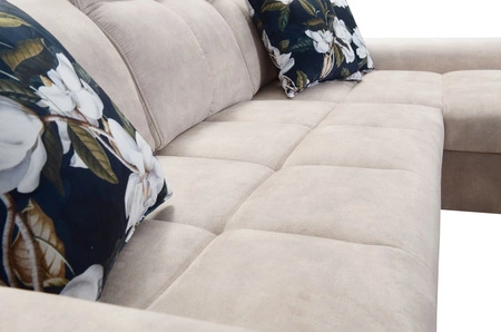 Rohová pohovka s funkcí spaní Buffalo XII krémová pravá strana Stylová a funkční rohová pohovka s kontejnerem na lůžkoviny