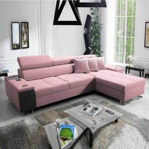 Rohová rozkládací pohovka Dafni šedá levá pletená pohodlí a funkčnost při každodenním odpočinku