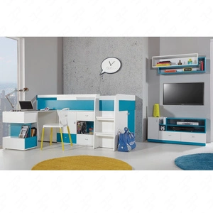 Dětská sestava nábytku Mobi 7 bílá / tyrkysová ideální do dětského pokoje nebo pokoje pro mladé v módním stylu