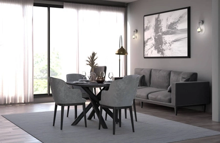 Lyonský stůl 100x138 cm portlandský jasan / černý stylový jídelní stůl na designových pavoučích nohách výškově nastavitelný