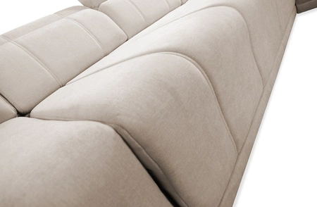 Rohová sedací souprava s funkcí spaní Cetara IV šedohnědá levá strana stylový rohový design s posuvnými opěradly dvě nádoby na lůžkoviny