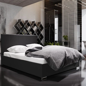 Čalouněná postel Lugo 160x200 černá s čelem v moderním stylu ideální do ložnice