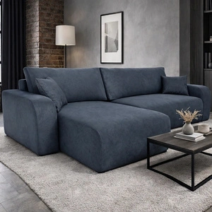 Rohová pohovka s funkcí spaní Fiesta XL tmavě šedá univerzální rohová pohovka s úložným prostorem na lůžkoviny měkká plyšová tkanina