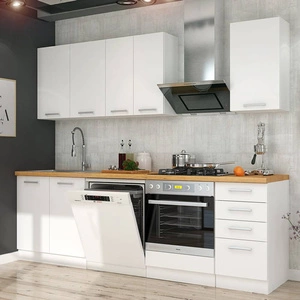 Sada kuchyňského nábytku EkoWhite 240 cm minimalismus ve skandinávském stylu a jednoduchý modernismus ideální do každého interiéru