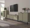 Nábytek Kioto II eukalyptus stylový designový nábytek do obývacího pokoje elegantní nábytek podepřený kovovými černými nohami decentní úchytky