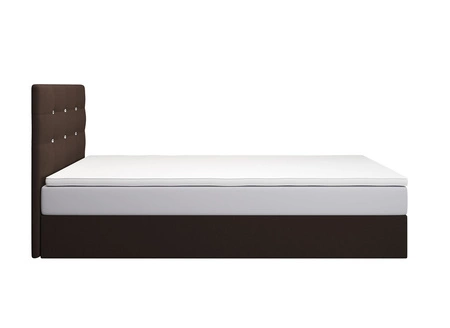 Hnědá kontinentální postel Kingston 90x200 v moderním skandinávském stylu s čalouněným čelem s krystaly postel s úložným boxem