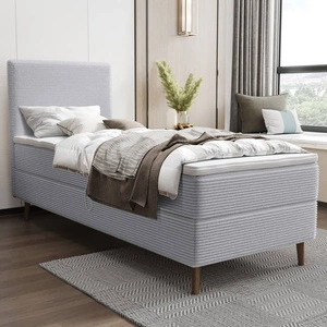 Kontinentální postel Totti 80x200 šedý jasan stylová postel s úložným prostorem na lůžkoviny trojrozměrná pruhovaná tkanina
