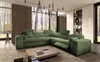 Rohová sedací souprava s funkcí spaní Viano III Lux zelená pravá Moderní rohová sedací souprava do obývacího pokoje s výsuvnou podnožkou Kontejner na ložní prádlo