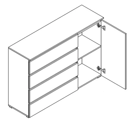 Komoda Simple 138 cm pudrově růžová funkční nábytek do dívčího pokoje jednoduchý design