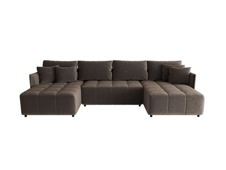 Rohová sedací souprava s funkcí spaní Oroso U světle hnědá nádoba na lůžkoviny měkká sametová tkanina s hydrofobní vrstvou dekorativní prošívání