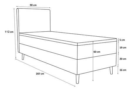 Kontinentální postel Totti 90x200 zelená stylová postel s úložným prostorem trojrozměrná tkanina s výraznými pruhy