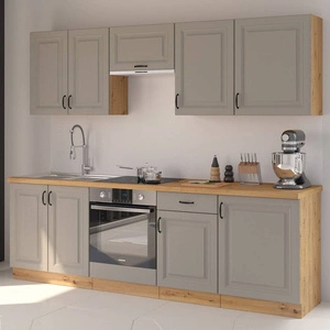 Sada kuchyňského nábytku Delos 250 cm Skříňky vypadají skvěle ve skandinávských klasických i moderních interiérech