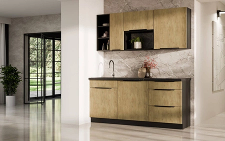 Stojící kuchyňská skříňka se zásuvkou a policí Crotone 50 D 1F 1S BB kovové hrany úchytek skříňka odolná proti vlhkosti a poškození