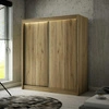 Posuvná šatní skříň Kristo 200 cm dub zlatý řemeslný ergonomická a velmi funkční šatní skříň v moderní podobě s geometrickými tvary