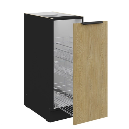 Kuchyňský nábytek Crotone 300 cm elegantní kuchyňské skříňky s kovovými úchytkami na hraně skříňka s nákladním košem