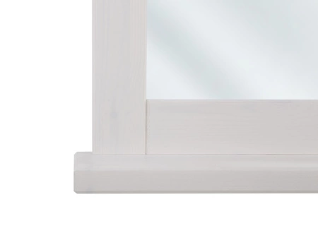 Romantické koupelnové zrcadlo 70x80 cm dekorativní zrcadlo s poličkou v bílém dřevěném rámu elegantní a funkční doplněk koupelny