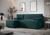 Rohová sedací souprava s funkcí spaní Brandon tyrkysová levá strana měkká tkanina s charakteristickou smyčkovou povrchovou nádobou na lůžkoviny