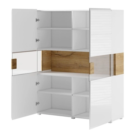 Široký příborník Toledo 122 cm antracit / antracitový lesk / dub vnuk vysoká kvalita skvělý do obývacího pokoje nebo jídelny