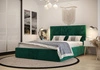 Čalouněná postel Hestia 140x200 s kontejnerem na lahve zelené barvy v moderním skandinávském stylu s pohodlným podhlavníkem