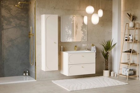 Koupelnová závěsná skříňka Donna Sand 35 cm béžová elegantní design skříňky s ozdobným lemem na přední straně zlatá rukojeť